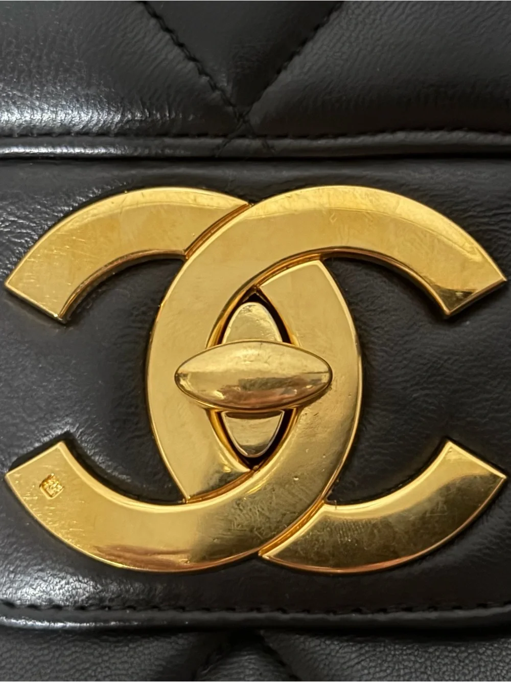 Chanel Gold HW Black Quilted Top Handle Business Bag
